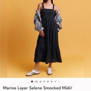 Marine Layer Black Smocked Dress